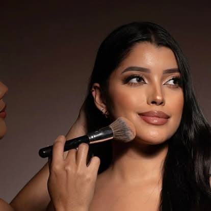 Makeup brush application for a photo-ready glam look